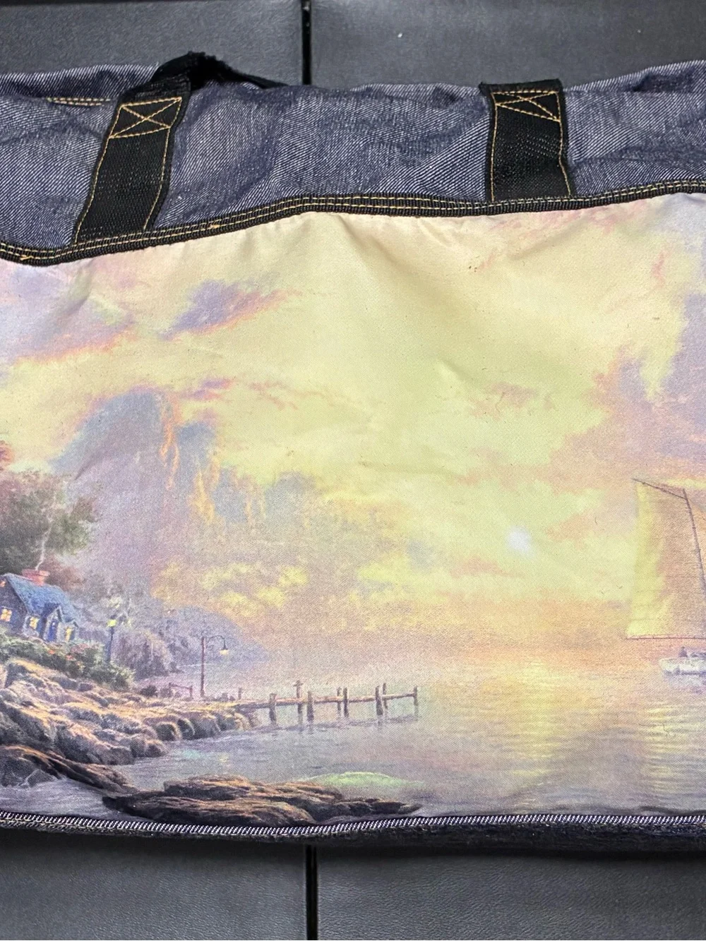 Thomas Kincaid Scenic Lighthouse Duffle Bag - Purple and Blue
